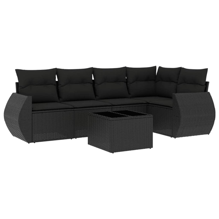 Set Divano da Giardino 6 pz con Cuscini Nero in Polyrattancod mxl 88485