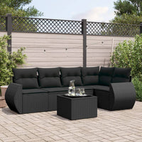 Set Divano da Giardino 6 pz con Cuscini Nero in Polyrattancod mxl 88485
