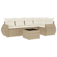 Set Divano da Giardino 6 pz con Cuscini Beige in Polyrattan