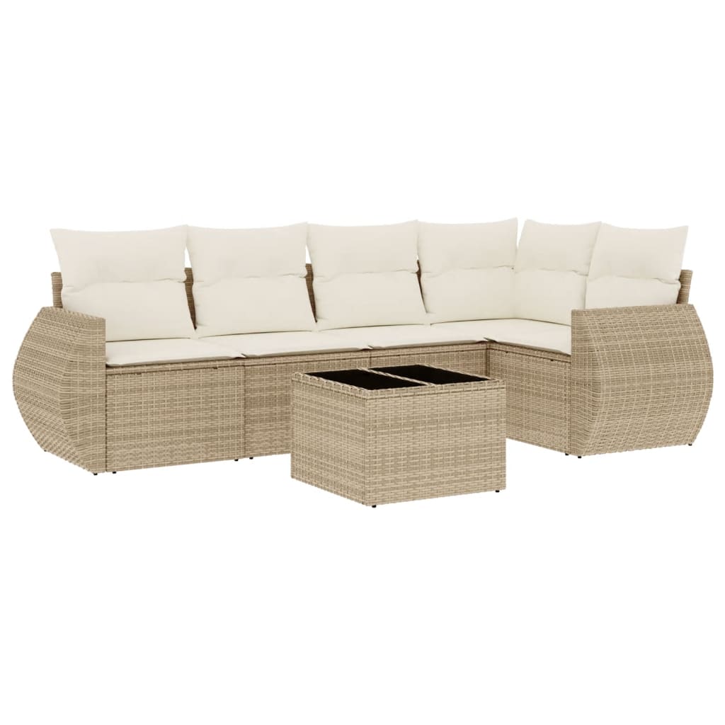 Set Divano da Giardino 6 pz con Cuscini Beige in Polyrattan 3253675