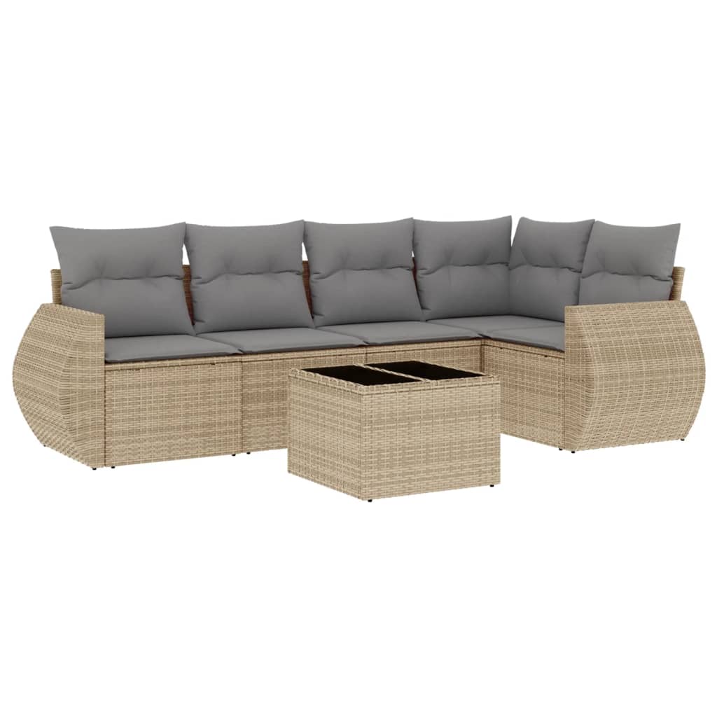 Set Divano da Giardino 6 pz con Cuscini Beige in Polyrattan 3253676