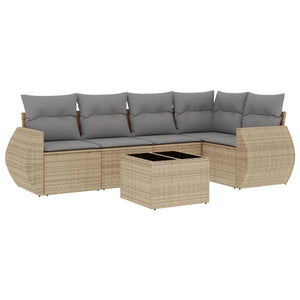 Set Divano da Giardino 6 pz con Cuscini Beige in Polyrattan 3253676