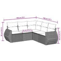 Set Divani da Giardino 5 pz con Cuscini in Polyrattan Nero 3253682
