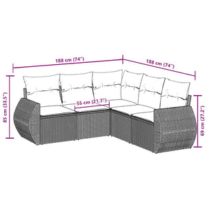 Set Divani da Giardino 5 pz con Cuscini in Polyrattan Nero 3253682