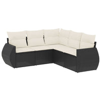 Set Divani da Giardino 5 pz con Cuscini in Polyrattan Nero 3253683