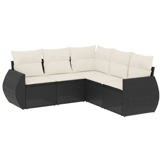 Set Divani da Giardino 5 pz con Cuscini in Polyrattan Nero 3253683
