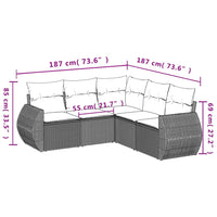 Set Divani da Giardino 5 pz con Cuscini in Polyrattan Nero 3253683