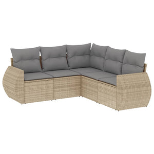 Set Divano da Giardino 5 pz con Cuscini Beige in Polyrattan 3253686