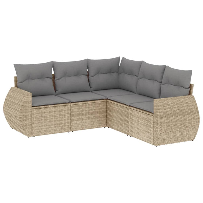 Set Divano da Giardino 5 pz con Cuscini Beige in Polyrattan 3253686