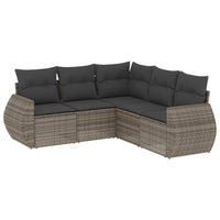 Set Divano da Giardino 5 pz con Cuscini-Sofa da Giardino-Divanetto da esterno Grigio in Polyrattan 977792
