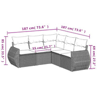 Set Divano da Giardino 5pz con Cuscini-Sofa da Giardino-Divanetto da esterno Grigio Chiaro Polyrattan 126001