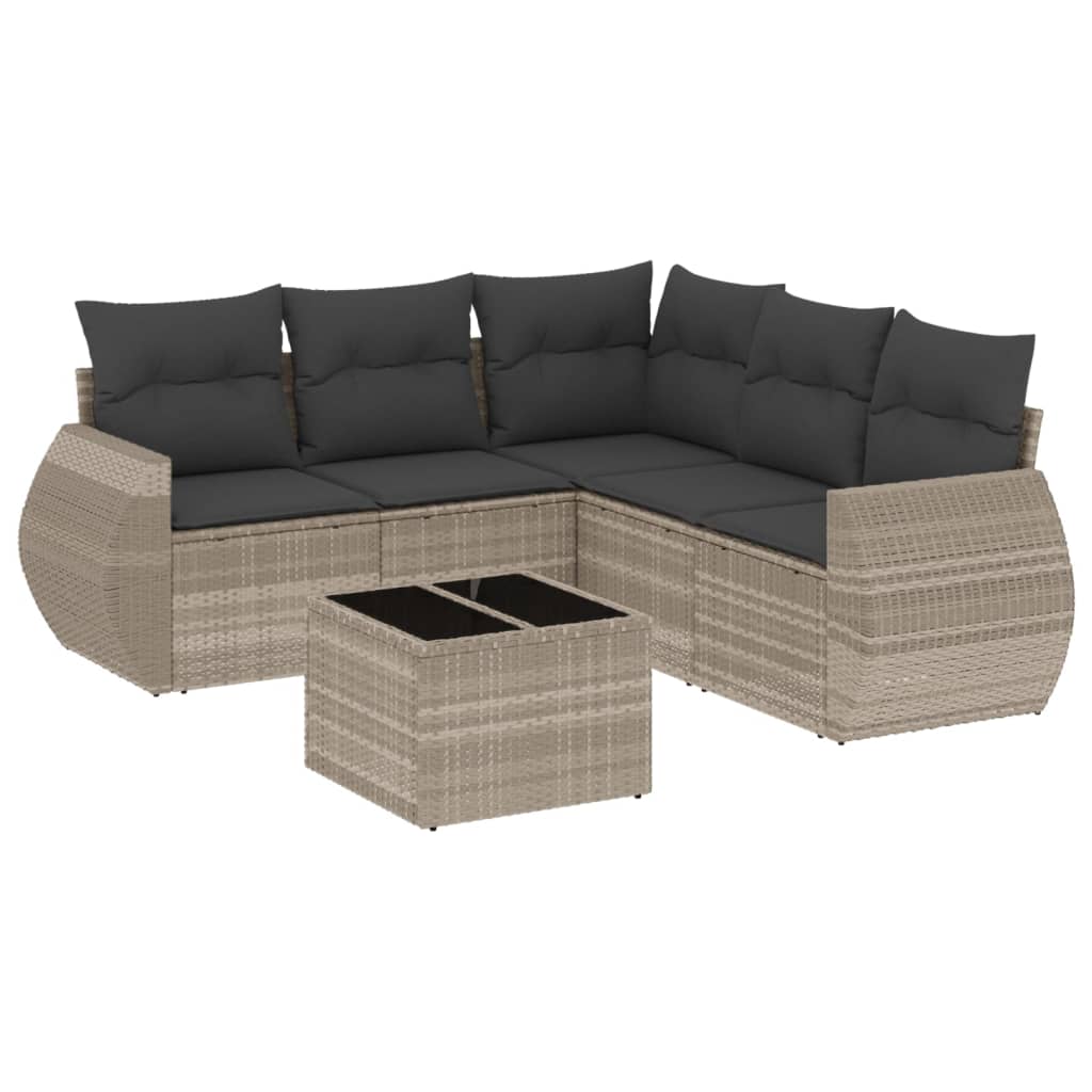 Set Divano da Giardino 6pz con Cuscini Grigio Chiaro Polyrattan 3253699
