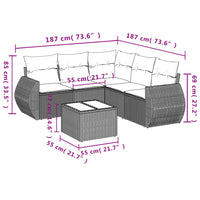 Set Divano da Giardino 6pz con Cuscini Grigio Chiaro Polyrattan 3253699