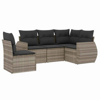 Set Divano da Giardino 5pz con Cuscini Grigio Chiaro Polyrattan