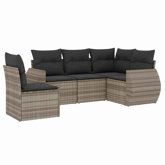 Set Divano da Giardino 5pz con Cuscini Grigio Chiaro Polyrattan 3253709