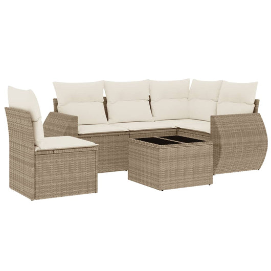 Set Divano da Giardino 6 pz con Cuscini Beige in Polyrattan 3253715