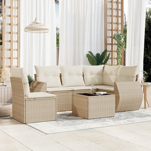 Set Divano da Giardino 6 pz con Cuscini Beige in Polyrattan 3253715