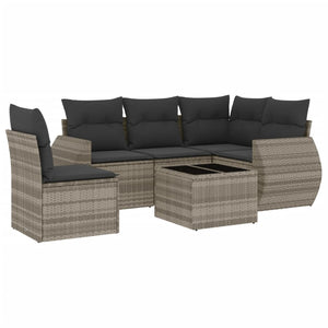 Set Divano da Giardino 6pz con Cuscini Grigio Chiaro Polyrattan 3253719