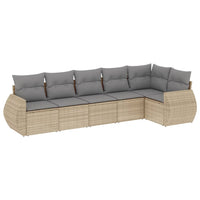 Set Divano da Giardino 6 pz con Cuscini Beige in Polyrattan