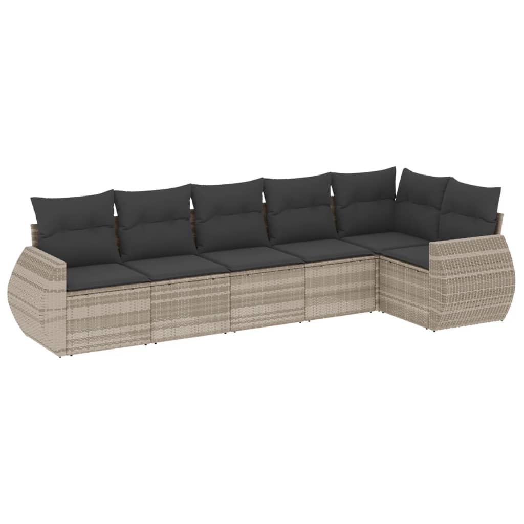 Set Divano da Giardino 6pz con Cuscini Grigio Chiaro Polyrattan 3253729