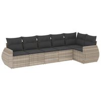 Set Divano da Giardino 6pz con Cuscini Grigio Chiaro Polyrattan 3253729