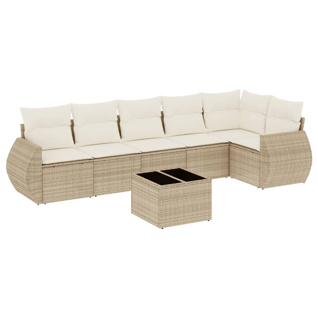 Set Divani da Giardino 7 pz con Cuscini Beige in Polyrattancod mxl 92224