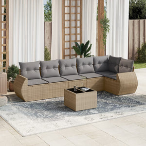 Set Divani da Giardino 7 pz con Cuscini Beige in Polyrattancod mxl 112547