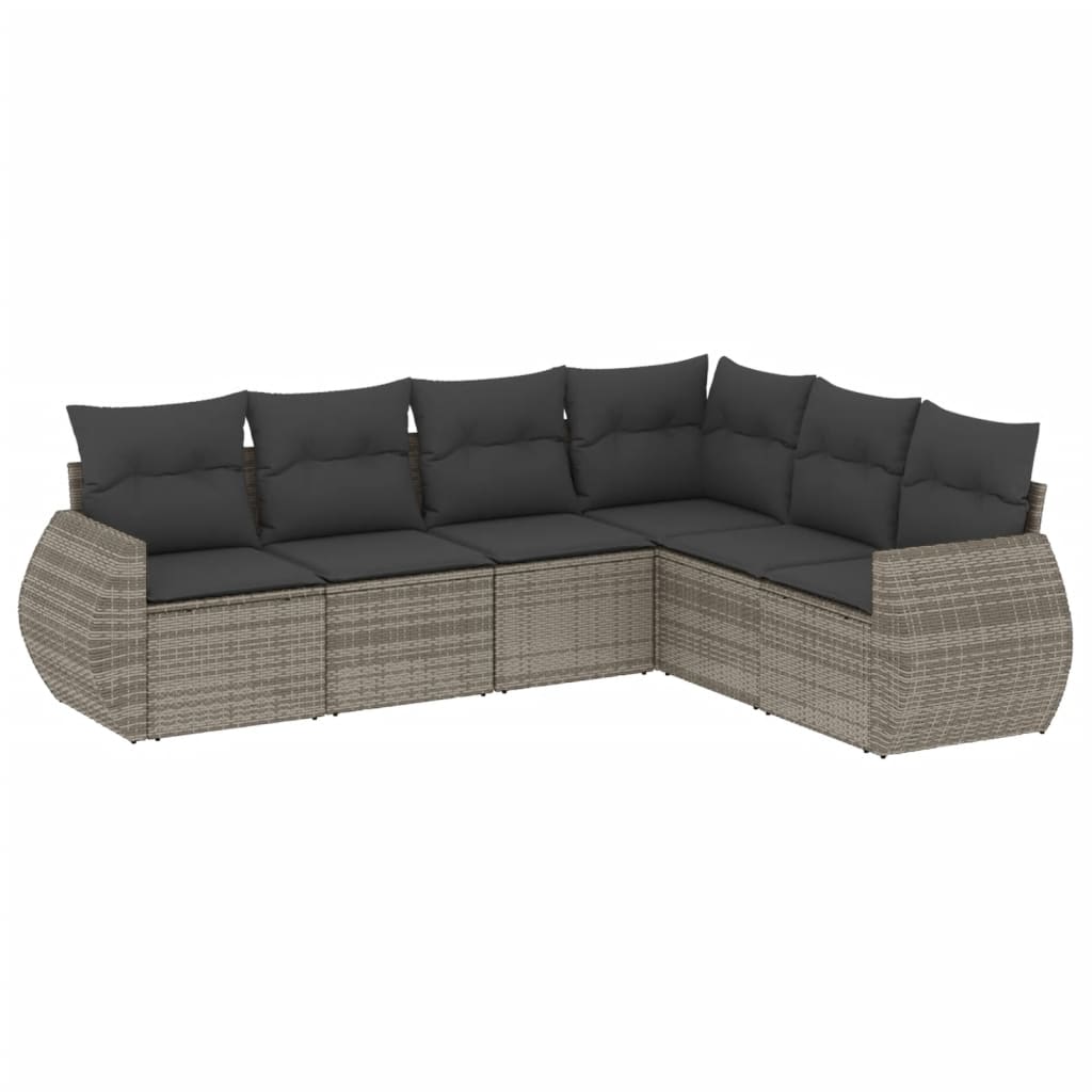 Set Divano da Giardino 6 pz con Cuscini Grigio in Polyrattan 3253747