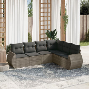 Set Divano da Giardino 6 pz con Cuscini Grigio in Polyrattan 3253747