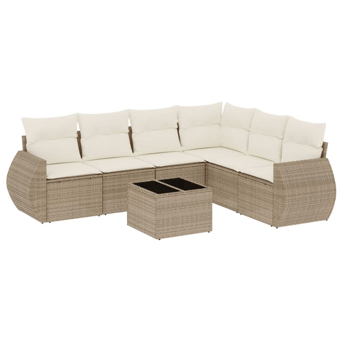 Set Divani da Giardino 7 pz con Cuscini Beige in Polyrattancod mxl 112502