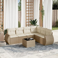 Set Divani da Giardino 7 pz con Cuscini Beige in Polyrattan 3253755