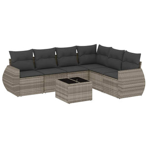 Set Divani da Giardino 7pz con Cuscini Grigio Chiaro Polyrattan 3253759