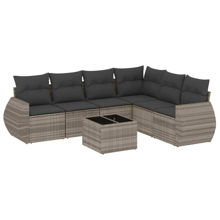 Set Divani da Giardino 7pz con Cuscini Grigio Chiaro Polyrattan 3253759