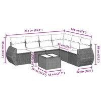 Set Divani da Giardino 7pz con Cuscini Grigio Chiaro Polyrattan 3253759