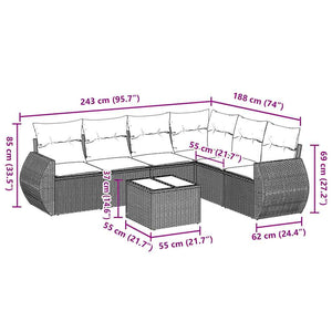 Set Divani da Giardino 7pz con Cuscini Grigio Chiaro Polyrattan 3253759