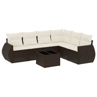 Set Divani da Giardino 7 pz con Cuscini Marrone in Polyrattan 3253760