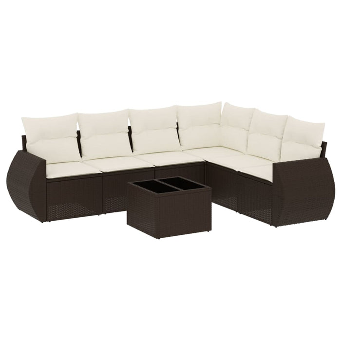 Set Divani da Giardino 7 pz con Cuscini Marrone in Polyrattan 3253760