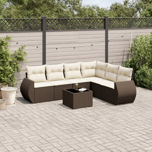 Set Divani da Giardino 7 pz con Cuscini Marrone in Polyrattan 3253760