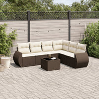 Set Divani da Giardino 7 pz con Cuscini Marrone in Polyrattan 3253760