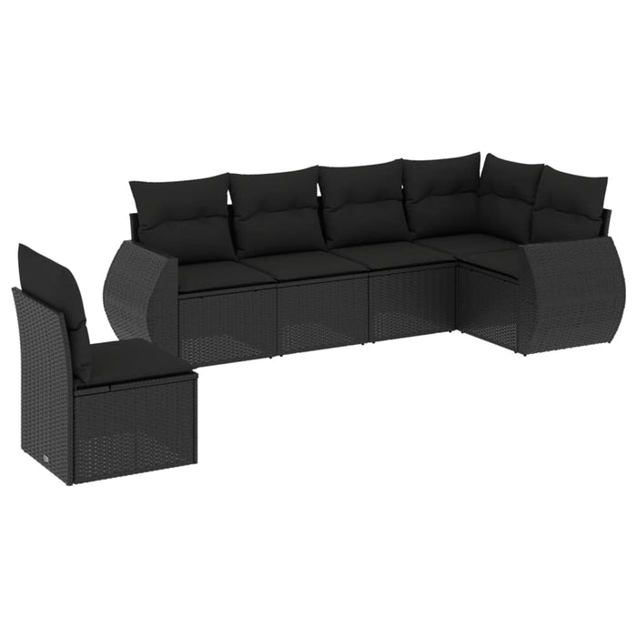 Set Divano da Giardino 6 pz con Cuscini Nero in Polyrattancod mxl 114167