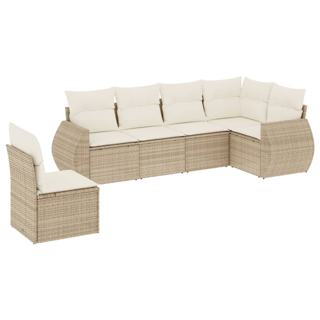 Set Divano da Giardino 6 pz con Cuscini Beige in Polyrattan 3253765