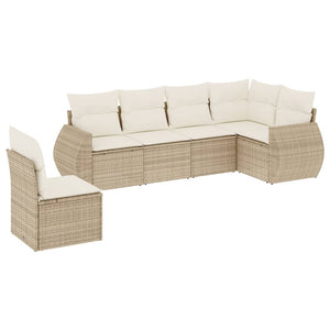 Set Divano da Giardino 6 pz con Cuscini Beige in Polyrattan 3253765