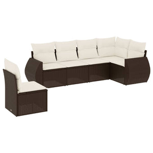 Set Divano da Giardino 6 pz con Cuscini Marrone in Polyrattan 3253770