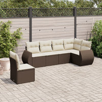 Set Divano da Giardino 6 pz con Cuscini Marrone in Polyrattan 3253770