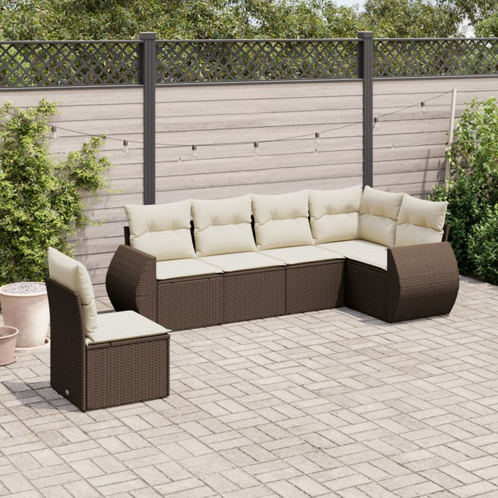 Set Divano da Giardino 6 pz con Cuscini Marrone in Polyrattan 3253770