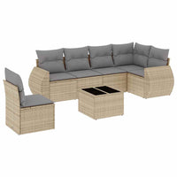 Set Divani da Giardino 7 pz con Cuscini Beige in Polyrattan 3253776