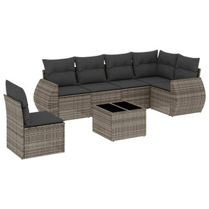 Set Divani da Giardino 7 pz con Cuscini Grigio in Polyrattan 3253777