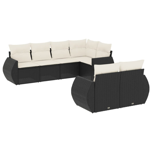 Set Divani da Giardino con Cuscini 7pz Nero Polyrattan 3253943