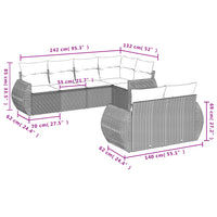 Set Divani da Giardino 7 pz con Cuscini Grigio in Polyrattan 3253947
