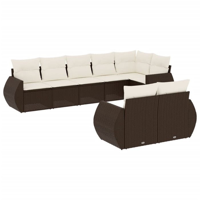 Set Divani da Giardino 8 pz con Cuscini Marrone in Polyrattan 3253960